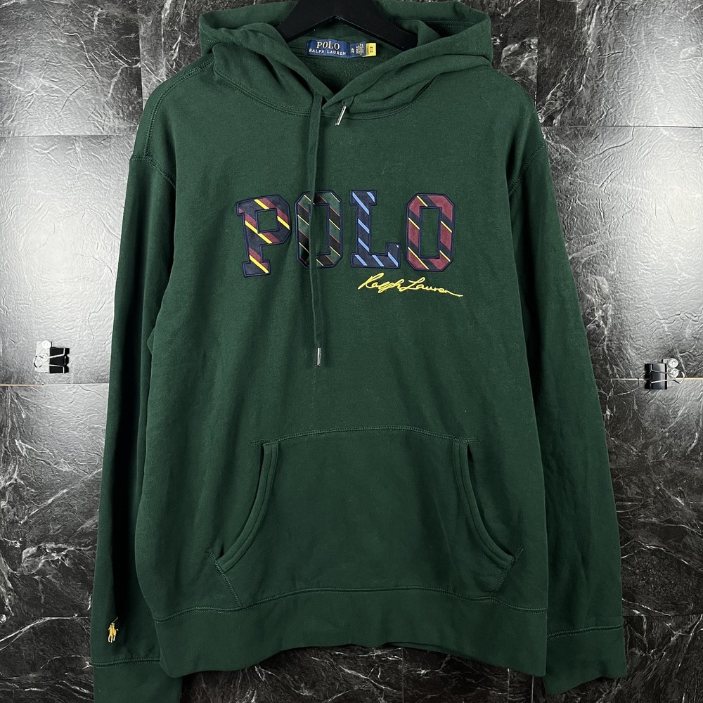 Polo Ralph Lauren Men's Green Logo Spell Fleece Hoodie XL